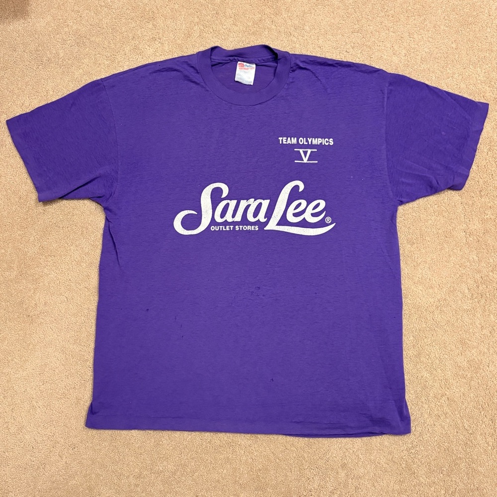 Vintage 90s Hanes Sara Lee T Shirt Mens XL Purple Thrashed Grunge Burnout Flaws